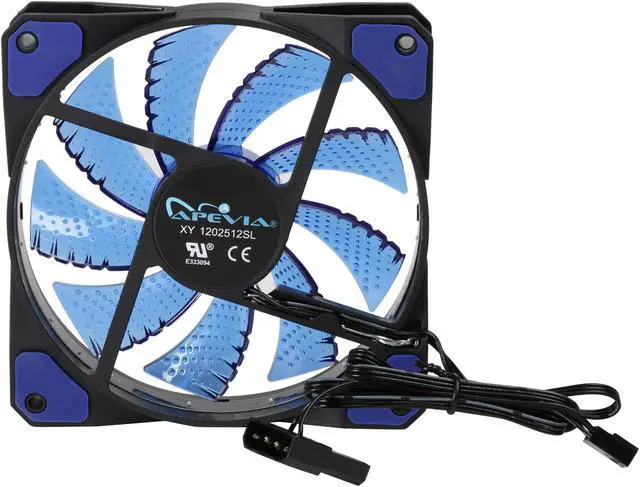 Alt view image 4 of 5 - APEVIA AF512L-SBL 120mm Blue LED Ultra Silent Case Fan w/ 15 LEDs & Anti-Vibration Rubber Pads (5-pk)
