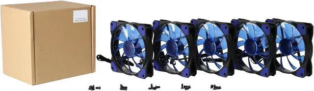 Alt view image 5 of 5 - APEVIA AF512L-SBL 120mm Blue LED Ultra Silent Case Fan w/ 15 LEDs & Anti-Vibration Rubber Pads (5-pk)