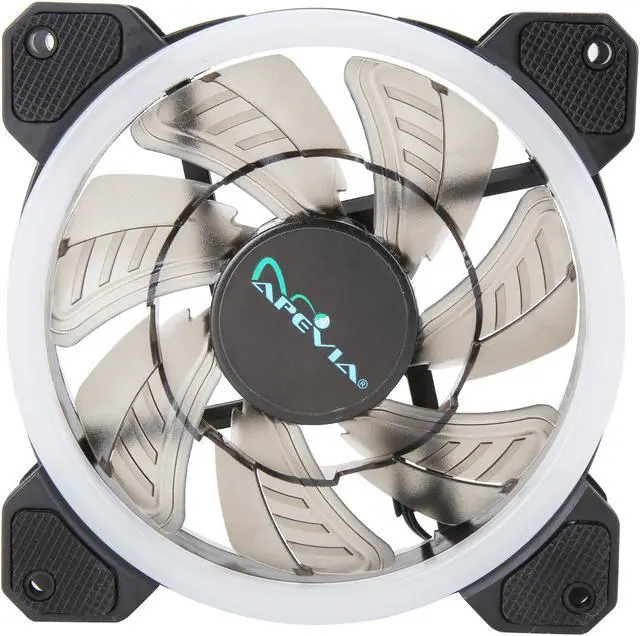 Alt view image 2 of 9 - Apevia 412L-RGB Spectra 120mm Silent Dual Ring Addressable RGB Color Changing LED Fan with Remote Control, 16x LEDs & 8X Anti-Vibration Rubber Pads (4-pk)