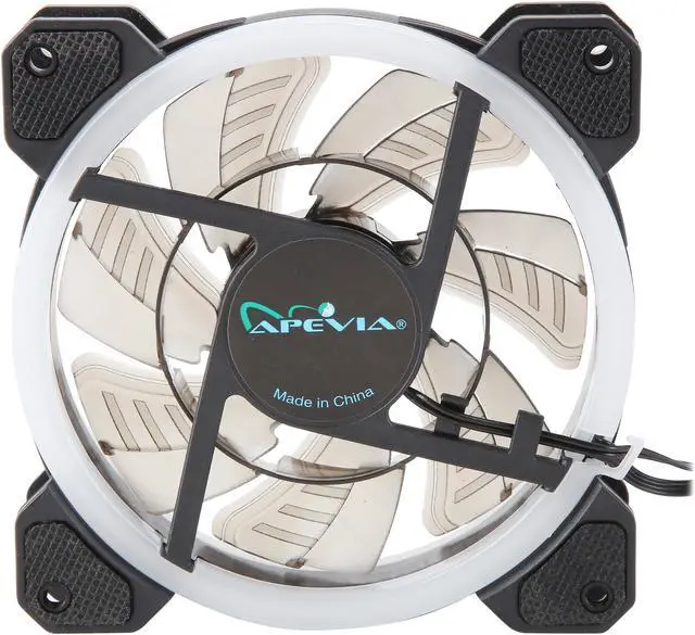 Alt view image 4 of 9 - Apevia 412L-RGB Spectra 120mm Silent Dual Ring Addressable RGB Color Changing LED Fan with Remote Control, 16x LEDs & 8X Anti-Vibration Rubber Pads (4-pk)