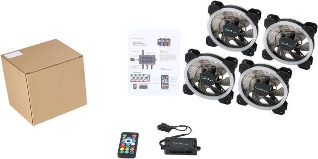 Alt view image 9 of 9 - Apevia 412L-RGB Spectra 120mm Silent Dual Ring Addressable RGB Color Changing LED Fan with Remote Control, 16x LEDs & 8X Anti-Vibration Rubber Pads (4-pk)