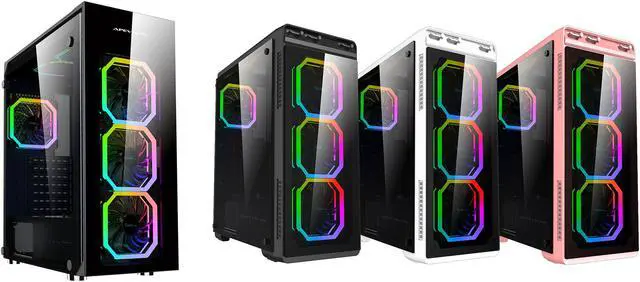 Alt view image 3 of 5 - Apevia Phoenix PH412L-RGB 120mm Silent Addressable RGB Color Changing LED Fan (4 Fans) + 4-pin Control Box and RF Remote (4 Pack)