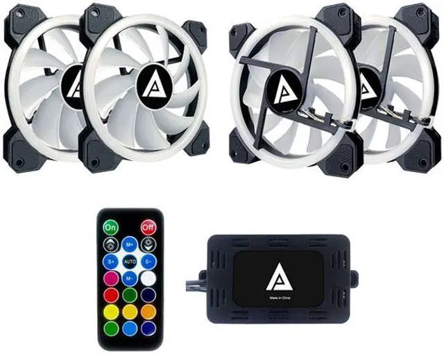 Alt view image 2 of 5 - APEVIA Twilight TL412L-RGB 120mm Silent Addressable RGB Color Changing LED Fan + 4-pin Control Box and RF Remote (4 Pack)