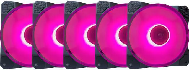 Main image of APEVIA CO512L-PK Cosmos 120mm Pink LED Ultra Silent Case Fan w/ 16 LEDs & Anti-Vibration Rubber Pads (5 Pack)