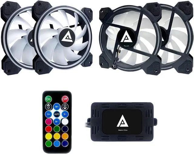 Alt view image 2 of 6 - Apevia Electro ET4-RGB 120mm Silent Addressable RGB Color Changing LED Fan (4 fans) + 4-pin Control Box and RF Remote (4 Pack)