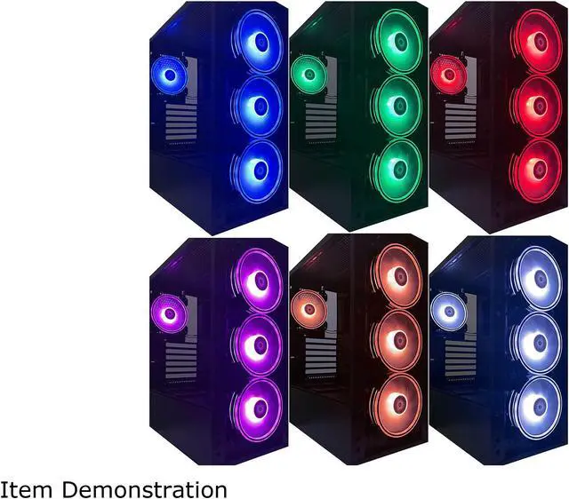 Alt view image 3 of 6 - Apevia Electro ET4-RGB 120mm Silent Addressable RGB Color Changing LED Fan (4 fans) + 4-pin Control Box and RF Remote (4 Pack)