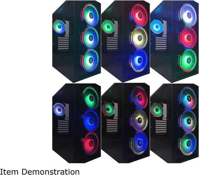Alt view image 4 of 6 - Apevia Electro ET4-RGB 120mm Silent Addressable RGB Color Changing LED Fan (4 fans) + 4-pin Control Box and RF Remote (4 Pack)