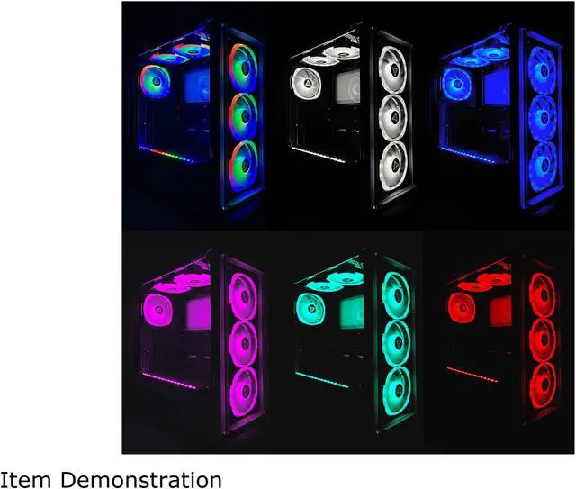 Alt view image 4 of 6 - Apevia Lunar Pro 120mm Silent Addressable RGB Color Changing LED Fan (4 Fans) + 4-Pin Control Box and RF Remote (4 Pack), LP412L-RGB