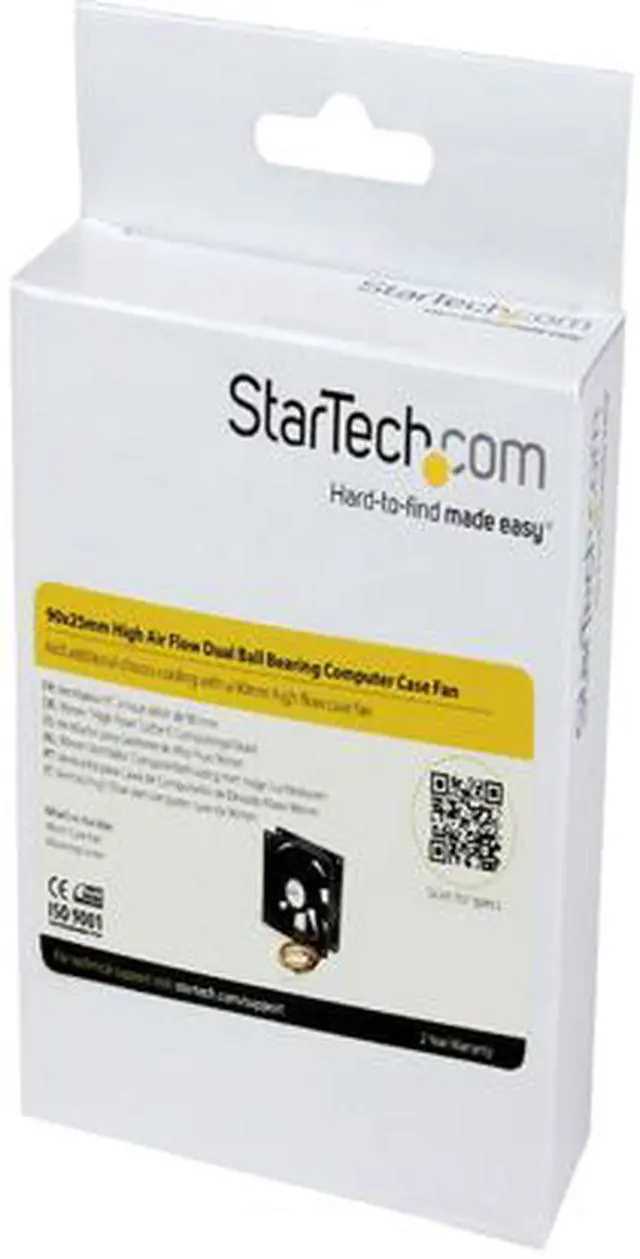 Alt view image 2 of 2 - StarTech.com 90x25mm High Air Flow Dual Ball Bearing Computer Case Fan with TX3 Cooling Fan - Black (FAN9X25TX3H)