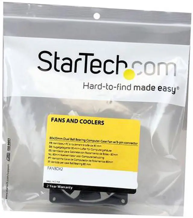 Alt view image 2 of 2 - StarTech.com 80x25mm Dual Ball Bearing Computer Case Fan with TX3 Connector - Black (FANBOX2)
