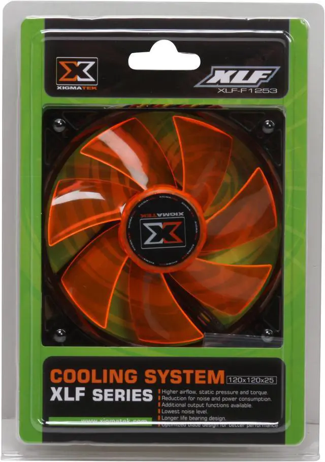 Alt view image 8 of 8 - XIGMATEK FCB (Fluid Circulative Bearing) XLF-F1253 120mm 4 white LED Orange Case Fan  PSU Molex Adapter/extender included