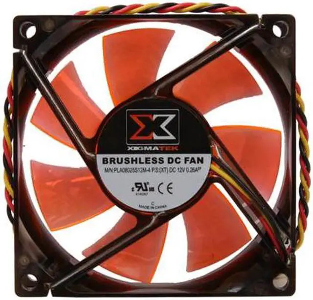 Alt view image 4 of 7 - XIGMATEK FCB (Fluid Circulative Bearing) Cooling System Crystal Series XLF-F8253 80mm LED Orange Case Fan PSU Molex Adapter/extender included
