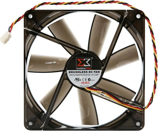 Alt view image 3 of 4 - XIGMATEK FCB (Fluid Circulative Bearing) Cooling System XLF XLF-F1455 140mm White LED Black Case Fan PSU Molex Adapter/extender included
