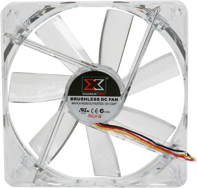 Alt view image 3 of 5 - XIGMATEK FCB (Fluid Circulative Bearing) Cooling System Crystal Series CLF-F1451 140mm Blue LED Case Fan PSU Molex Adapter/extender included