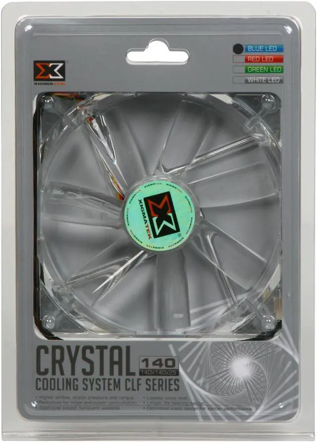 Alt view image 5 of 5 - XIGMATEK FCB (Fluid Circulative Bearing) Cooling System Crystal Series CLF-F1451 140mm Blue LED Case Fan PSU Molex Adapter/extender included