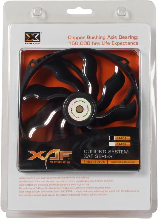 Alt view image 6 of 6 - XIGMATEK AOS (Aeronautical Oil System Bearing) XAF-F1451 140mm Case Fan Ultra Quiet Copper Bushing Axis Aeronautical Oil System Bearing