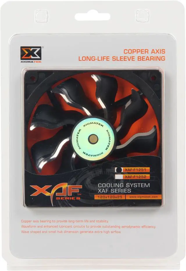Main image of Xigmatek AOS (Aeronautical Oil System Bearing) XAF-F1251 120MM Fan with Copper Bushing Axis Black Blade