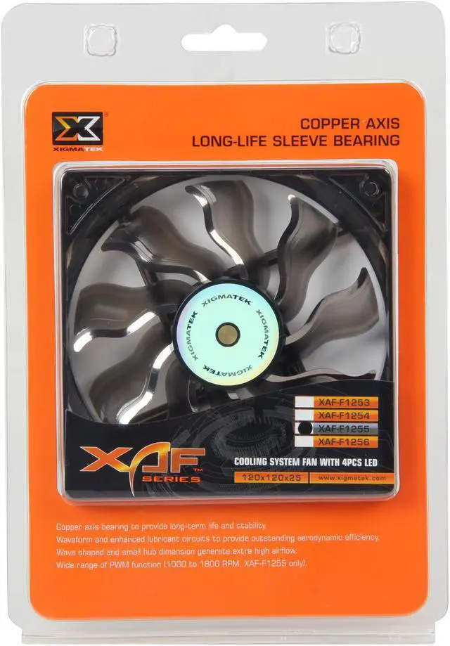 Alt view image 9 of 9 - Xigmatek AOS (Aeronautical Oil System Bearing) XAF-F1255 120MM PWM Fan with Copper Bushing Axis Black Blade White LED