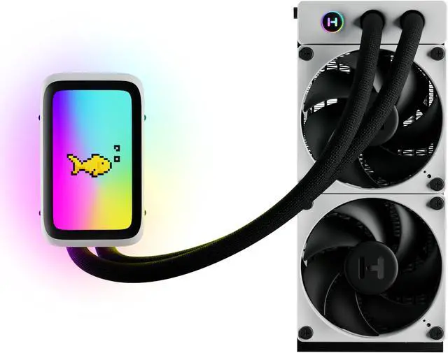 Alt view image 2 of 7 - HYTE THICC Q60 - 240mm AIO CPU Liquid Cooler With 5" Ultraslim IPS Display - Powered By Nexus Link - White/Black
