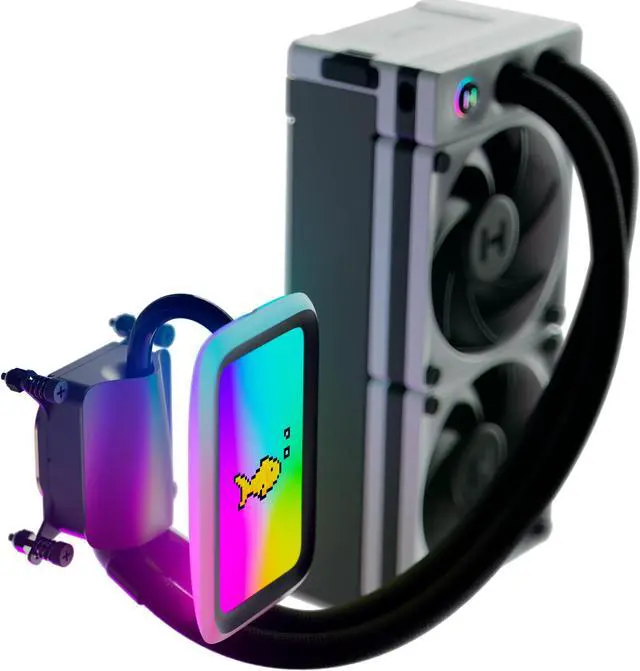 Alt view image 4 of 7 - HYTE THICC Q60 - 240mm AIO CPU Liquid Cooler With 5" Ultraslim IPS Display - Powered By Nexus Link - White/Black