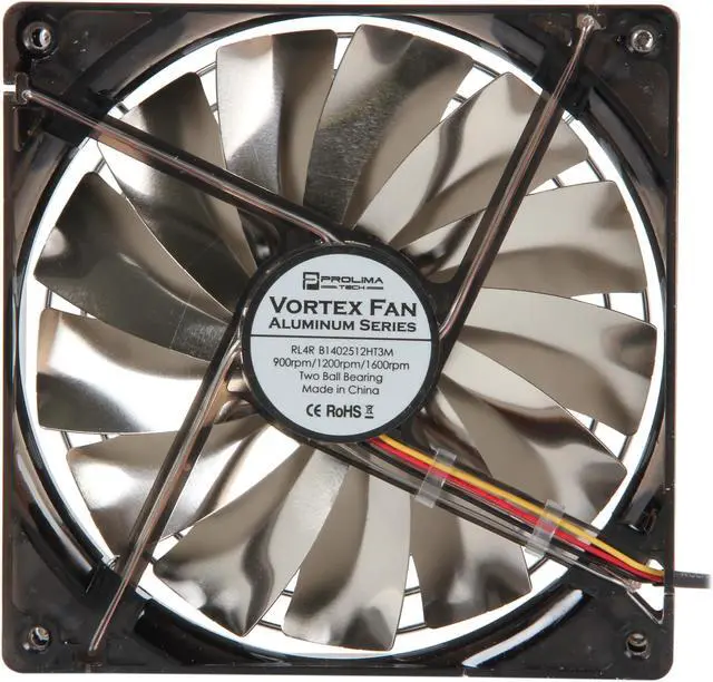 Alt view image 4 of 6 - Prolimatech Vortex Fan Aluminum Series PRO-ALUM-RD 140mm Red LED Case Fan