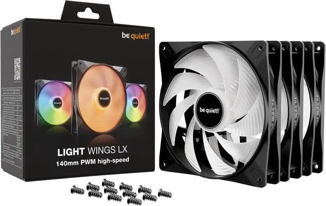 Alt view image 3 of 3 - be quiet! LIGHT WINGS LX 140mm PWM high-speed BL130 140mm ARGB LED Case Fan - Triple Pack