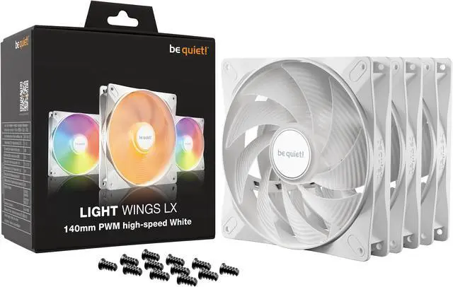 Alt view image 4 of 4 - be quiet! Light Wings LX 140mm PWM high-speed White BL131 140mm ARGB LED Case Fan - Triple Pack