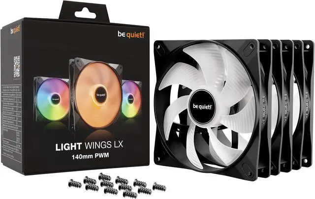 Alt view image 4 of 5 - be quiet! LIGHT WINGS LX 140mm PWM BL127 140mm ARGB LED Case Fan - Triple Pack