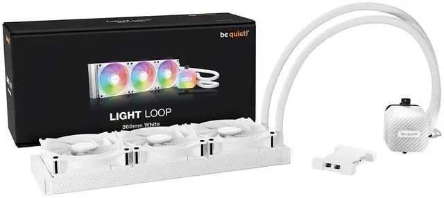 Alt view image 3 of 6 - be quiet! Light Loop 360mm White CPU liquid cooler for heavily overclocked systems, 3x Light Wings LX 120mm PWM high-speed ARGB fan, Stylish ARGB cooling block, extreme high cooling performance BW023