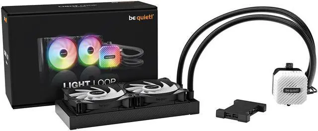 Alt view image 3 of 7 - be quiet! Light Loop 240mm Black CPU liquid cooler for heavily overclocked systems, 2x Light Wings LX 120mm PWM high-speed ARGB fan, Stylish ARGB cooling block, ARGB-PWM-Hub BW020