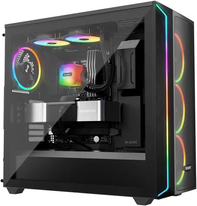 Alt view image 7 of 7 - be quiet! Light Loop 240mm Black CPU liquid cooler for heavily overclocked systems, 2x Light Wings LX 120mm PWM high-speed ARGB fan, Stylish ARGB cooling block, ARGB-PWM-Hub BW020