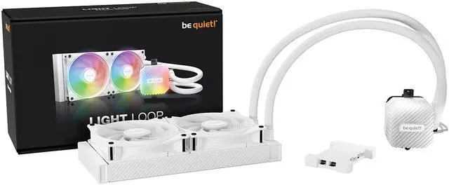 Alt view image 3 of 7 - be quiet! Light Loop 240mm White CPU liquid cooler for heavily overclocked systems, 2x Light Wings LX 120mm PWM high-speed White ARGB fan, Stylish ARGB cooling block, ARGB-PWM-Hub BW021