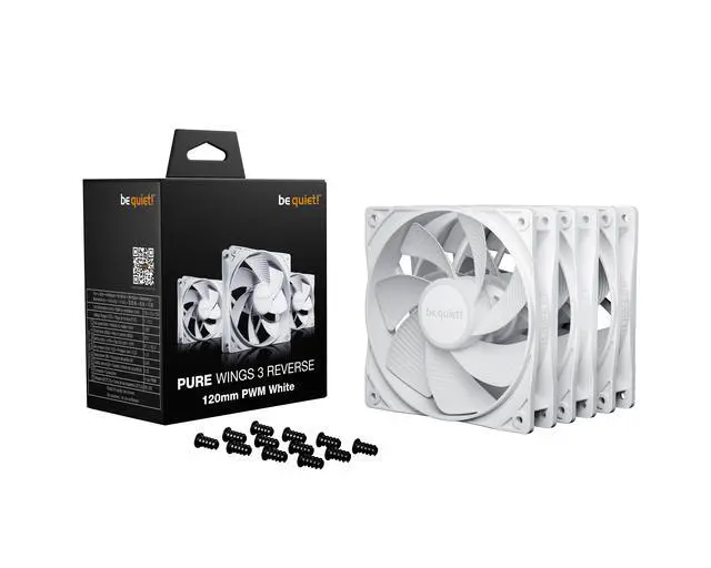 Alt view image 3 of 3 - be quiet! Pure Wings 3 120mm PWM Reverse White Triple-Pack