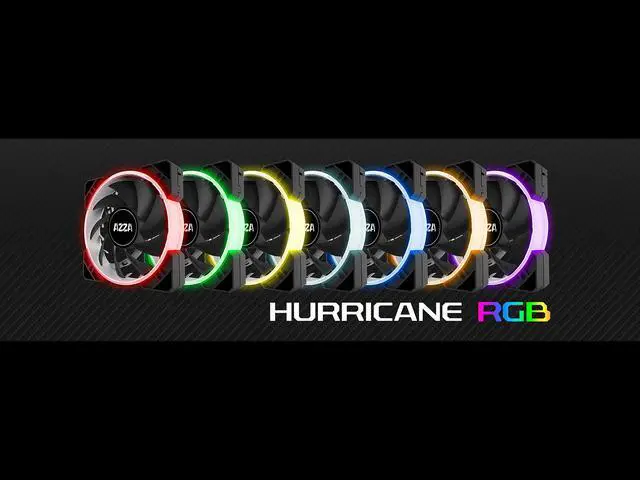 Alt view image 3 of 5 - AZZA HURRICANE RGB Fan(7-color) w/ RF controller, FNAZ-12RGB-B-232, Black. (3-Pack).