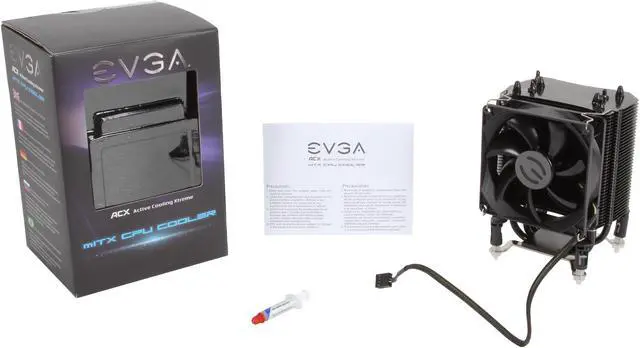 Alt view image 6 of 6 - EVGA 100-FS-C901-KR 92mm Sleeve mITX ACX CPU Cooler, Direct Touch 4 Heat Pipe