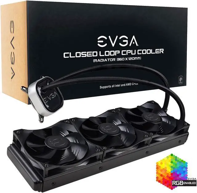 Alt view image 7 of 8 - EVGA CLC 360 400-HY-CL36-V1 All-In-One RGB LED CPU Liquid Cooler, 3x FX12 120mm PWM Fans, AMD, Intel LGA 1700 Compatible