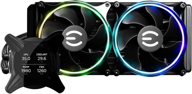 Alt view image 2 of 7 - EVGA CLCx 280mm All-In-One LCD CPU Liquid Cooler, 2x 140mm PWM ARGB Fans, Intel, AMD, 5 YR Warranty, 400-HY-CX28-V1