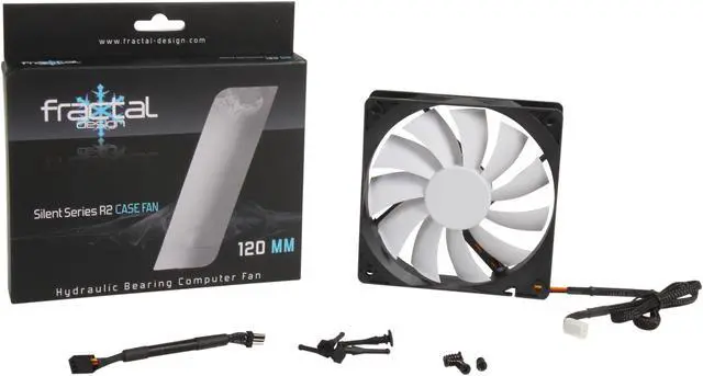 Alt view image 5 of 5 - Fractal Design Silent Series R2 120mm Silence Optimized Hydraulic Bearing Black/White Computer Case Fan
