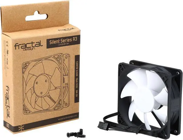 Alt view image 5 of 5 - Fractal Design Silent Series R3 80mm Silence Optimized Rifle Bearing Black/White Computer Case Fan