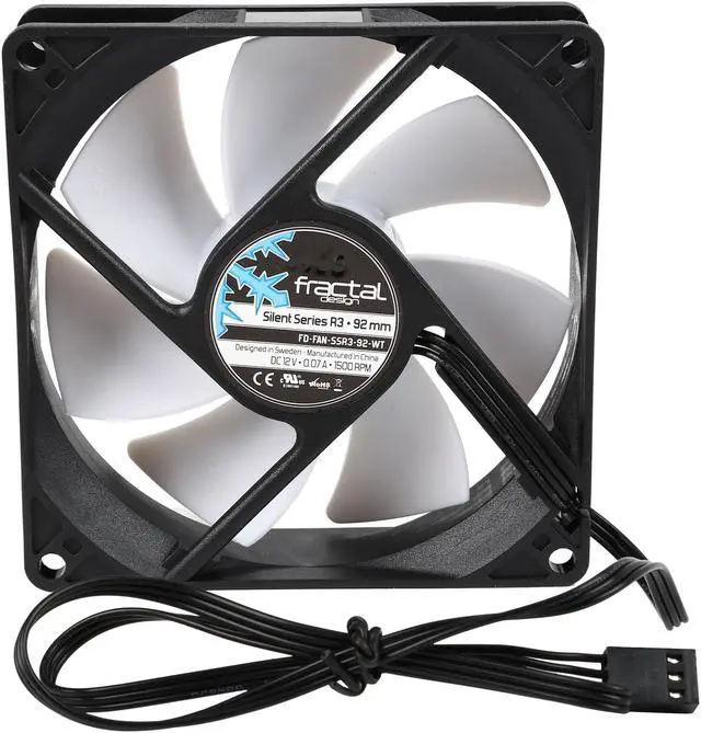 Alt view image 4 of 5 - Fractal Design Silent Series R3 92mm Silence Optimized Rifle Bearing Black/White Computer Case Fan