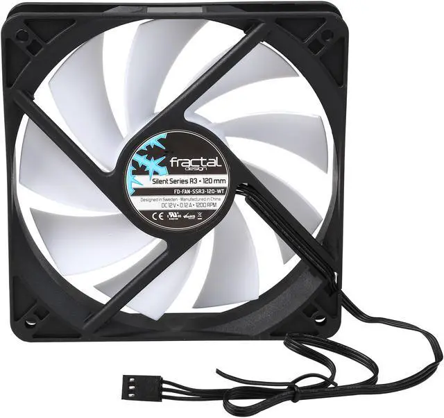 Alt view image 4 of 5 - Fractal Design Silent Series R3 120mm Silence Optimized Rifle Bearing Black/White Computer Case Fan