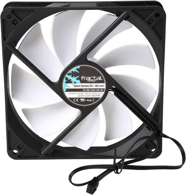 Alt view image 4 of 5 - Fractal Design Silent Series R3 140mm Silence Optimized Rifle Bearing Black/White Computer Case Fan
