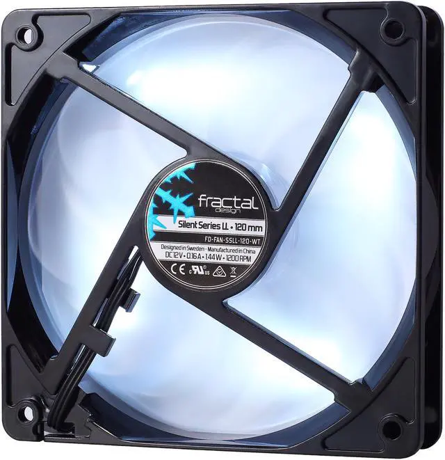 Alt view image 2 of 6 - Fractal Design Silent Series LL 120mm Sleeve Bearing Black/Clear with White LED Computer Case Fan