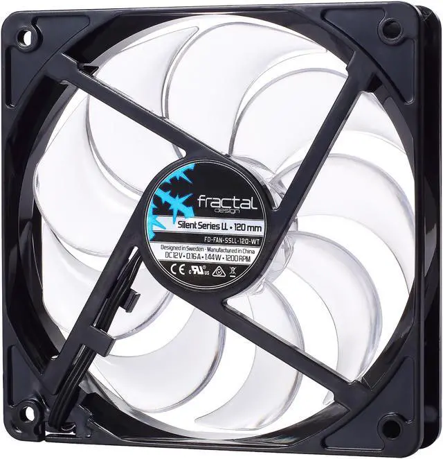 Alt view image 3 of 6 - Fractal Design Silent Series LL 120mm Sleeve Bearing Black/Clear with White LED Computer Case Fan