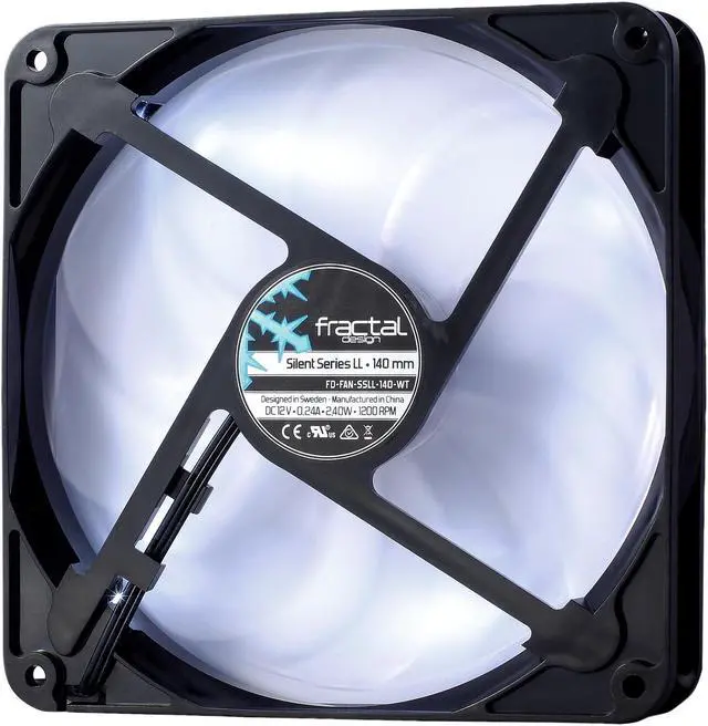Alt view image 2 of 6 - Fractal Design Silent Series LL 140mm Sleeve Bearing Black/Clear with White LED Computer Case Fan