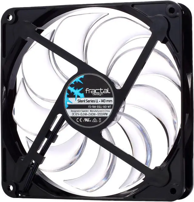 Alt view image 4 of 6 - Fractal Design Silent Series LL 140mm Sleeve Bearing Black/Clear with White LED Computer Case Fan