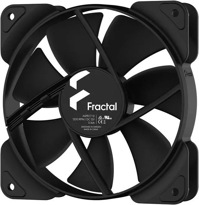 Alt view image 2 of 3 - Fractal Design Aspect 12 Black 120 mm 1200 RPM Computer Case Fan