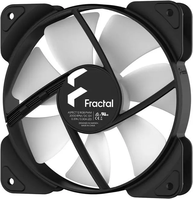 Alt view image 4 of 6 - Fractal Design Aspect 12 RGB 120 mm PWM Wide 500-2000 RPM Range Black Frame 3-pack Computer Case Fan