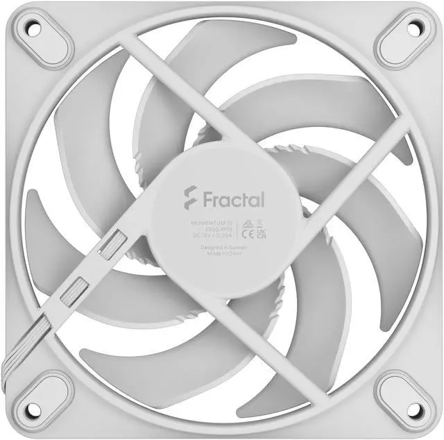 Alt view image 4 of 6 - Fractal Design Momentum 12 PWM White 120 mm FDB (Fluid Dynamic Bearing) PC Case Fan
