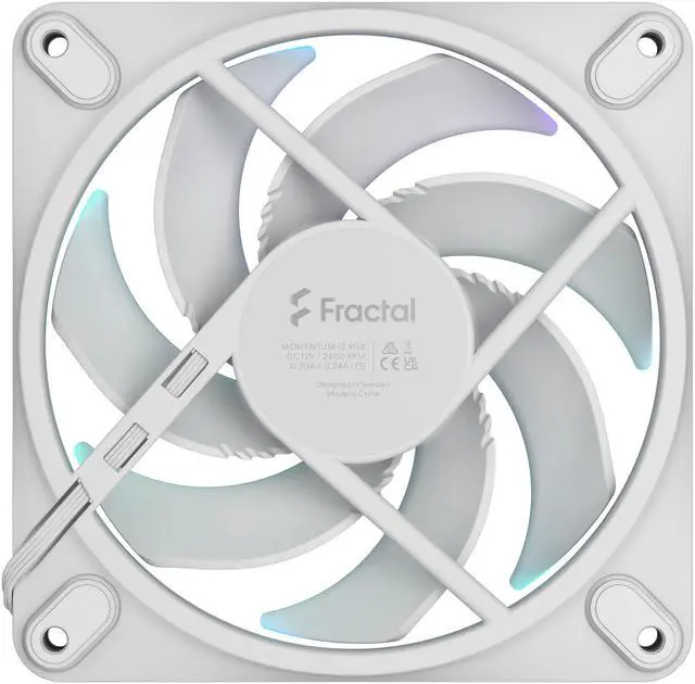 Alt view image 4 of 6 - Fractal Design Momentum 12 RGB PWM White 120 mm ARGB LED FDB (Fluid Dynamic Bearing) PC Case Fan